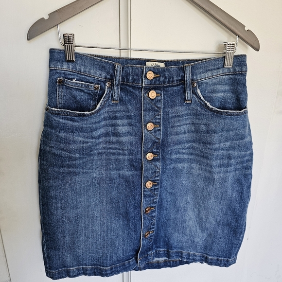 J. Crew Dresses & Skirts - J Crew Denim mini skirt button front copper buttons Cotton 30 stretch